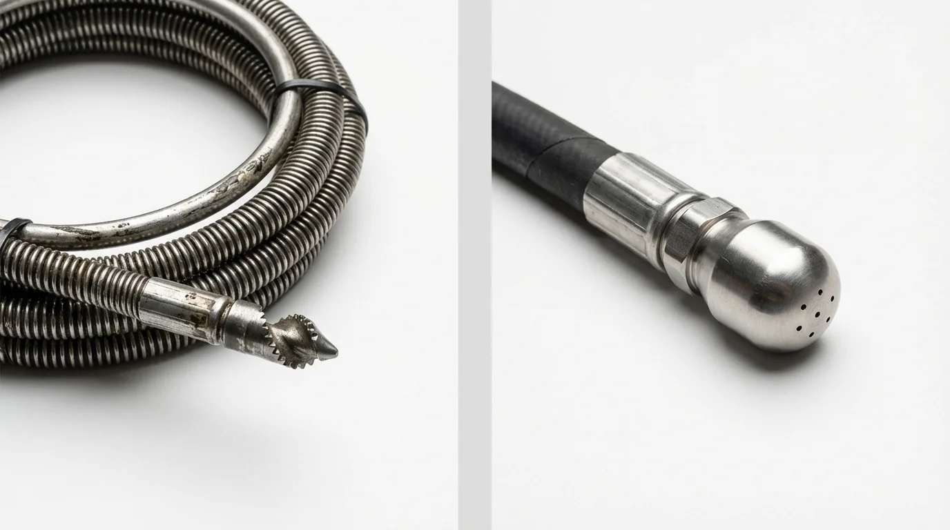 Drain snake cable and hydro jetting nozzle used for drain cleaning in Vega Alta, PR